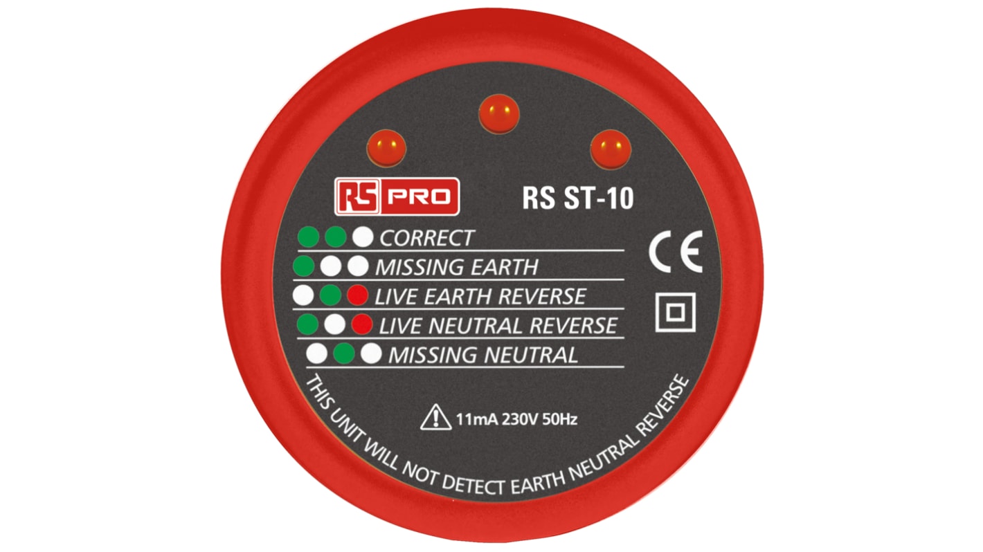 RS PRO, Model RS ST10 Socket Tester 11mA 230V ac RS Calibration