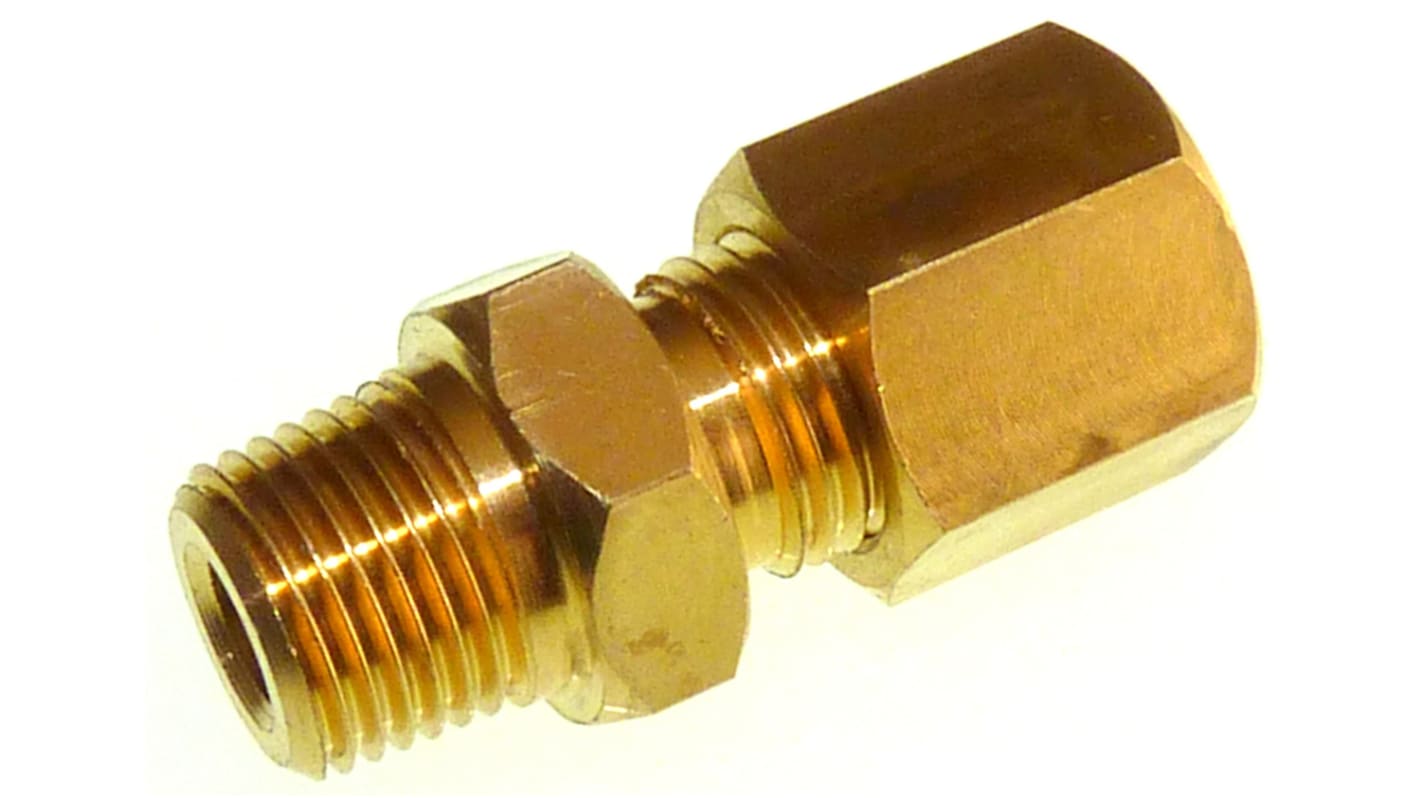 RS PRO In-Line Thermocouple Compression Fitting for Use with 6 mm Probe Thermocouple, 1/8 NPT, RoHS Compliant Standard