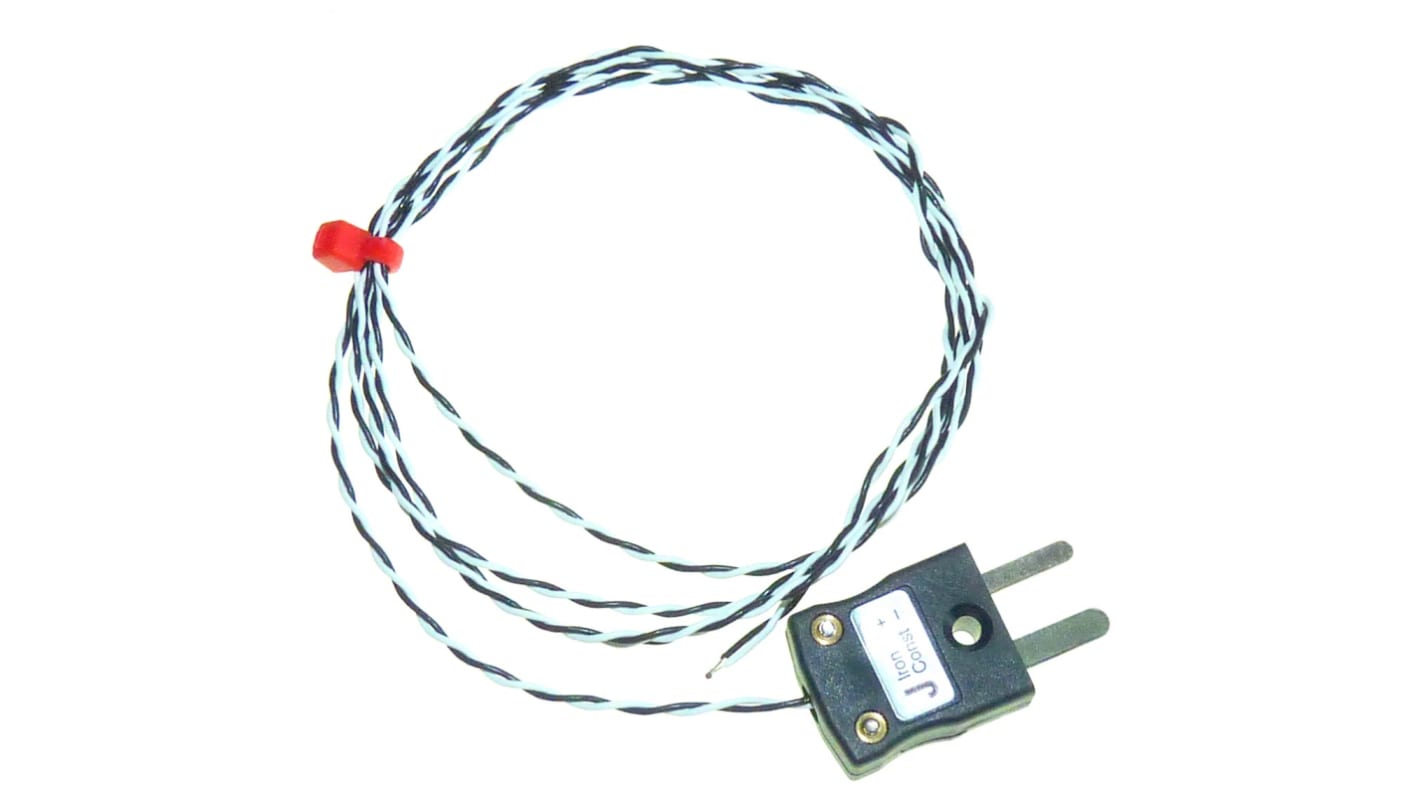 Thermocouple à jonction exposée RS PRO type J Ø 1/0.3mm, L 1m, +250°C max à Fiche mâle miniature