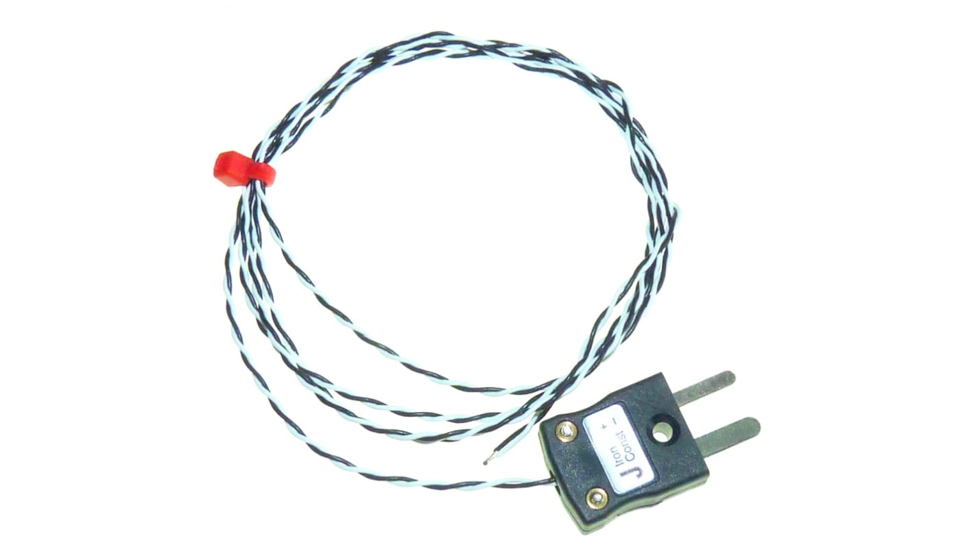 Thermocouple à jonction exposée RS PRO type J Ø 1/0.3mm, L 2m, +250°C max à Fiche mâle miniature