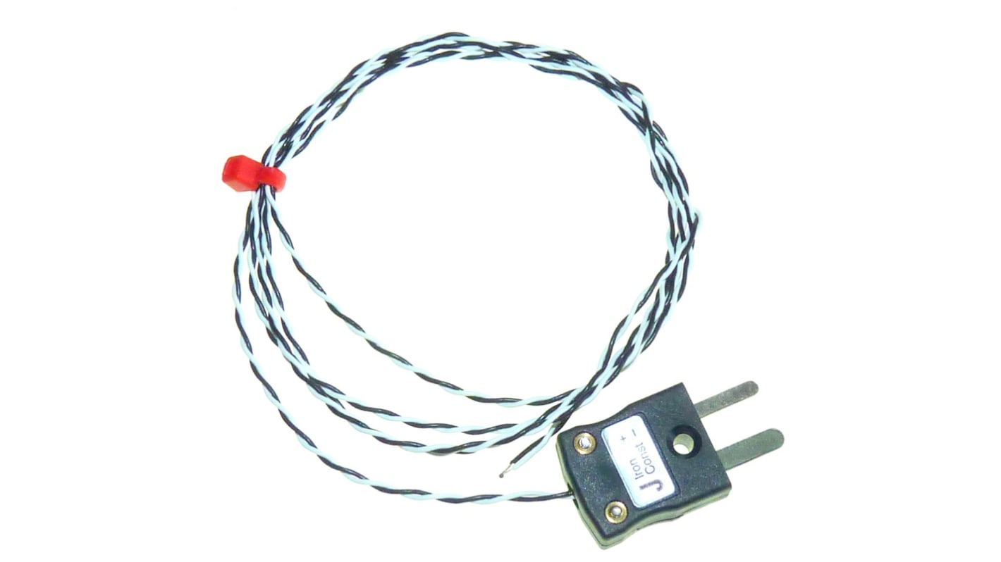 Thermocouple à jonction exposée RS PRO type J Ø 1/0.3mm, L 3m, +250°C max à Fiche mâle miniature