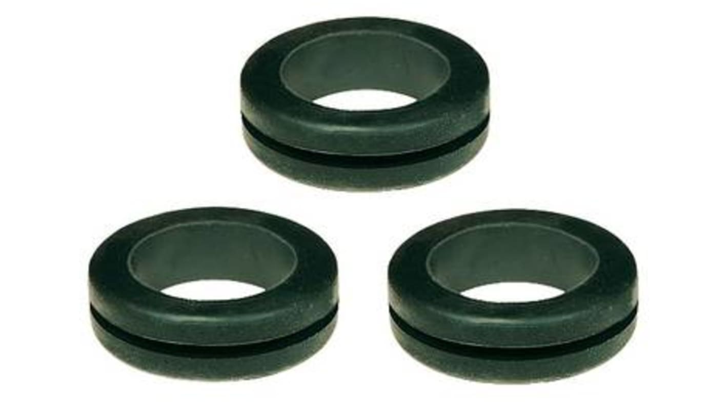 SES Sterling Black Polychloroprene 11mm Cable Grommet for Maximum of 8mm Cable Dia.