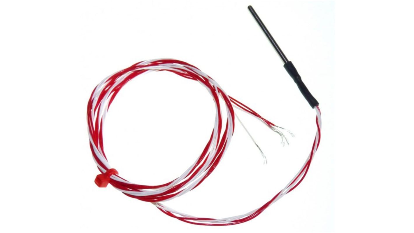 Sensor RTD PT1000 RS PRO de 2 hilos, sonda: Ø 4mm, long. 75mm, cable de 1m, temp. -50°C → +200°C