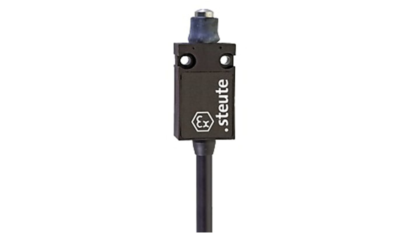 Steute Ex 14 Series Plunger Limit Switch, NO/NC, IP65, DPST, Thermoplastic Housing, 250V ac Max, 250 V ac 6 A, 230 V dc