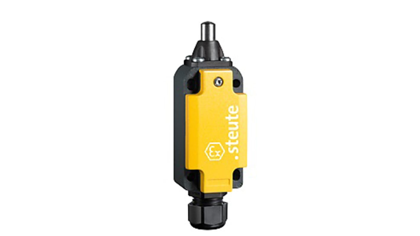 Steute Ex 98 Series Plunger Limit Switch, 2NC, IP66, DPST, Aluminium Housing, 250V ac Max, T6 4.4A Max