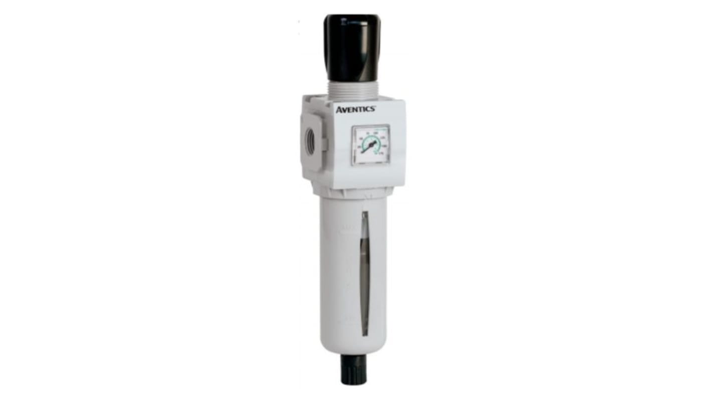 Filtro regulador EMERSON – AVENTICS serie 651, G 1/4, grado de filtración 25μm, presión máxima 10bar, con purga manual,