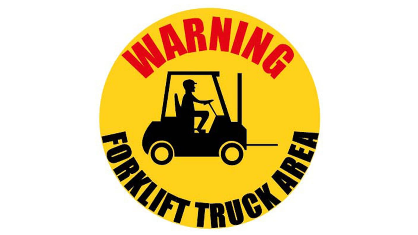 Veszélyre figyelmeztető címke Vinil "Warning - Forklift Truck Area, Angol Általános veszély Címke