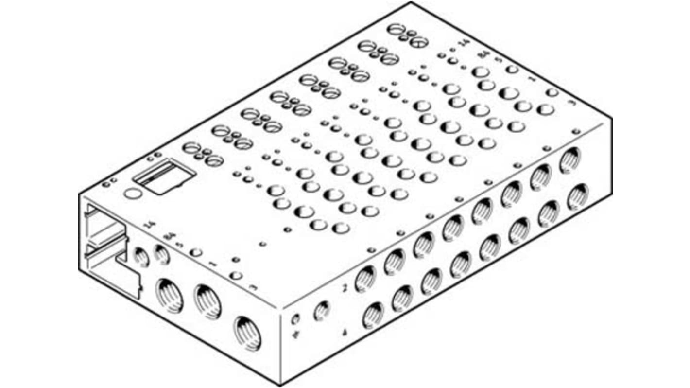 Placa base, Festo, 4 Estaciones , G 1/4, Aleación de Aluminio, 1/4pulgada, G