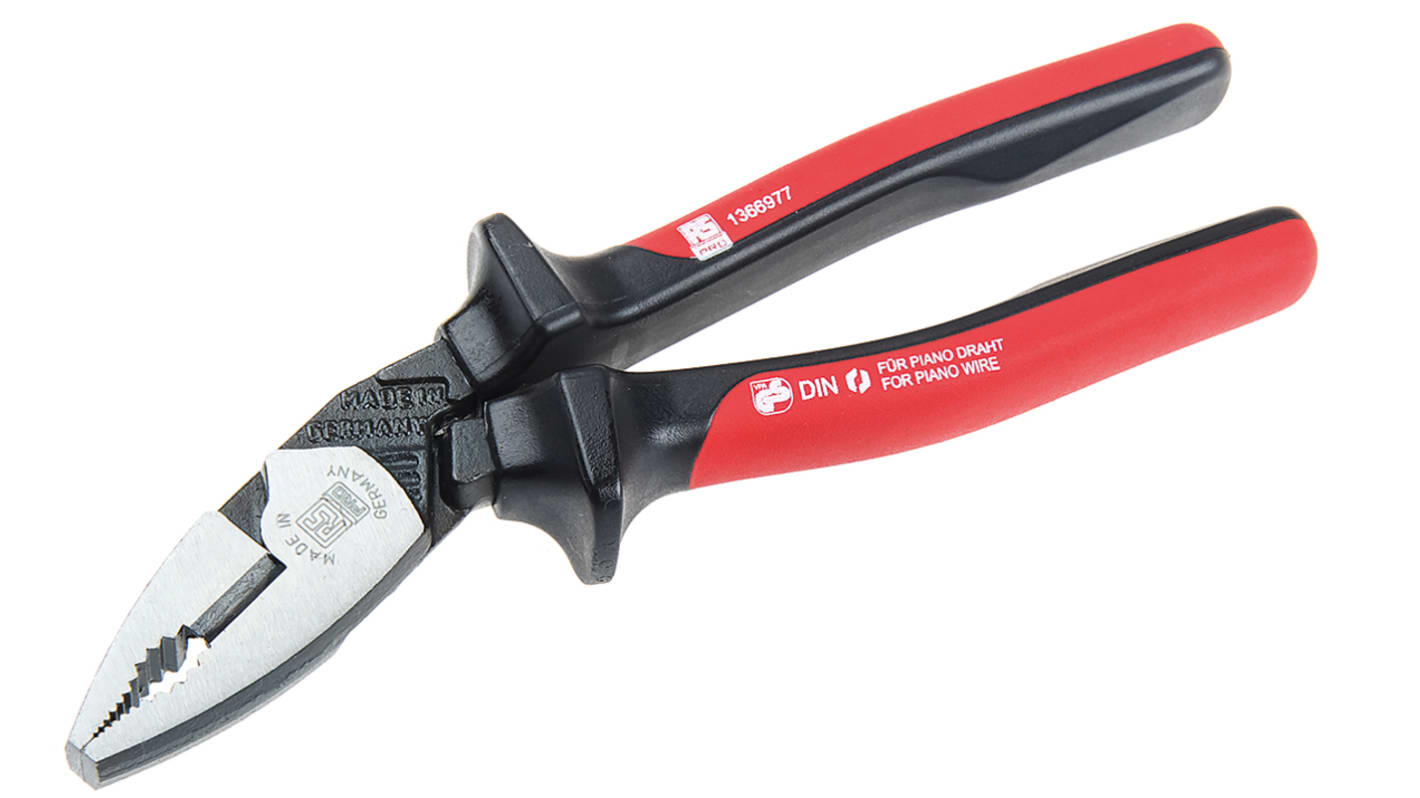 RS PRO Pliers, 190 mm Overall, Straight Tip, 38mm Jaw