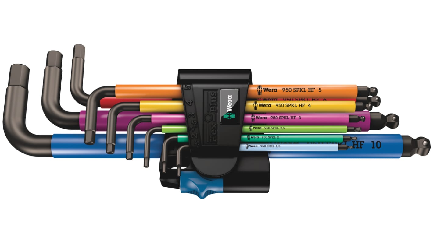 Juego de llaves hexagonales en L Wera de 9 piezas, métrica de 1.5 → 10mm