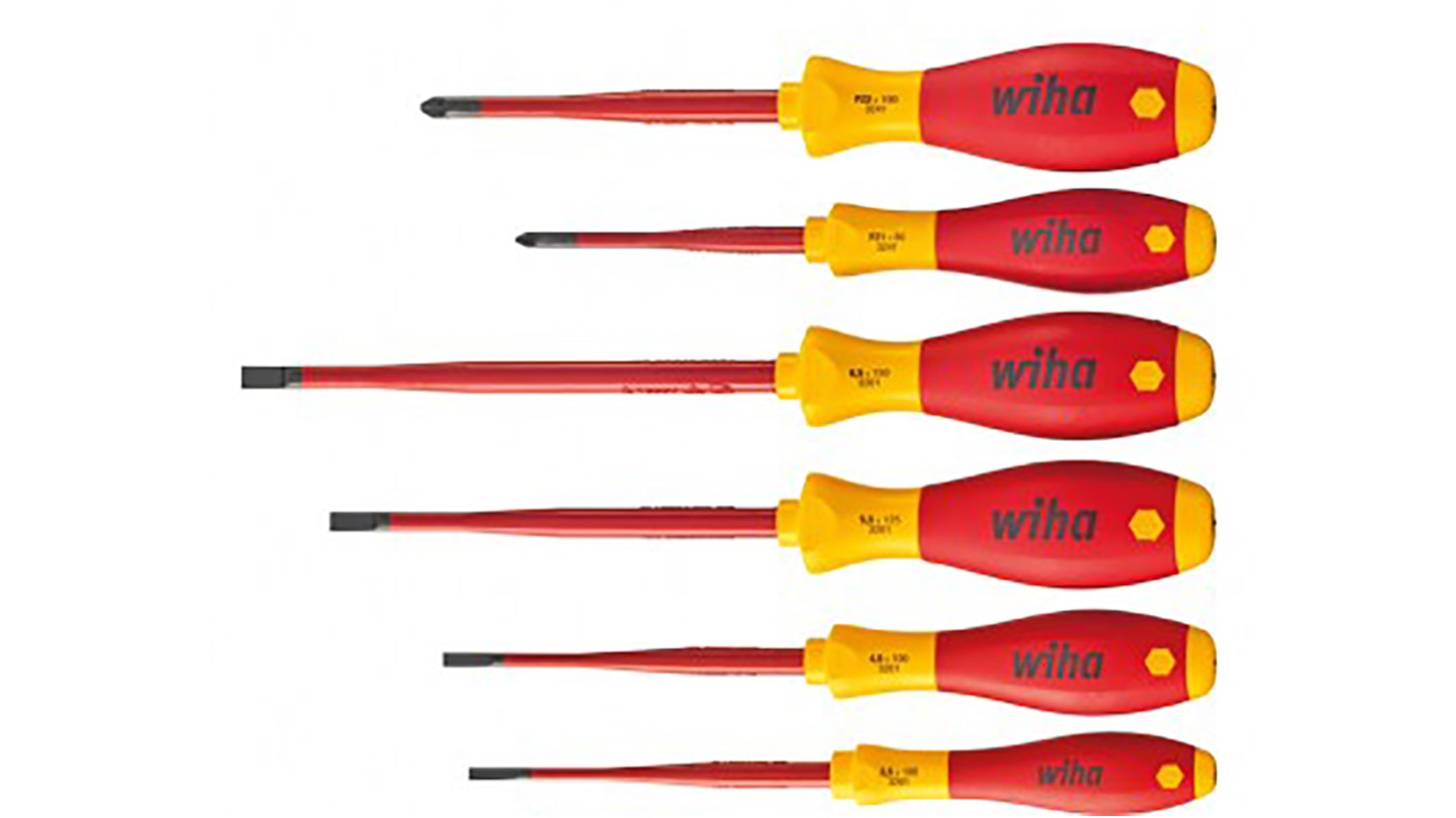 Wiha 3201 ZK6 Pozidriv; Slotted Insulated Screwdriver Set, 6-Piece