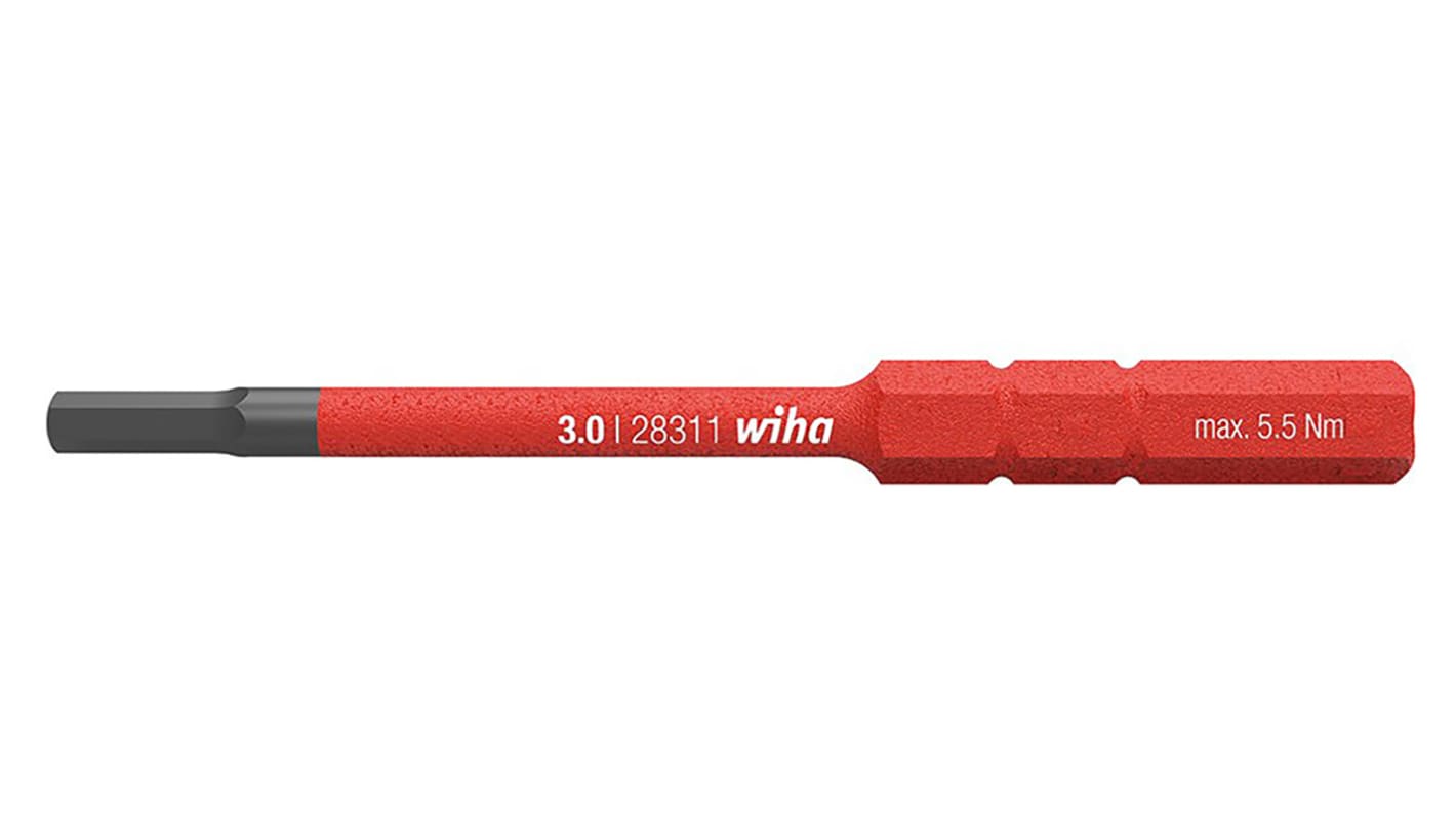 Wiha Hexagon Screwdriver Bit, 5 mm Tip, Hex Drive