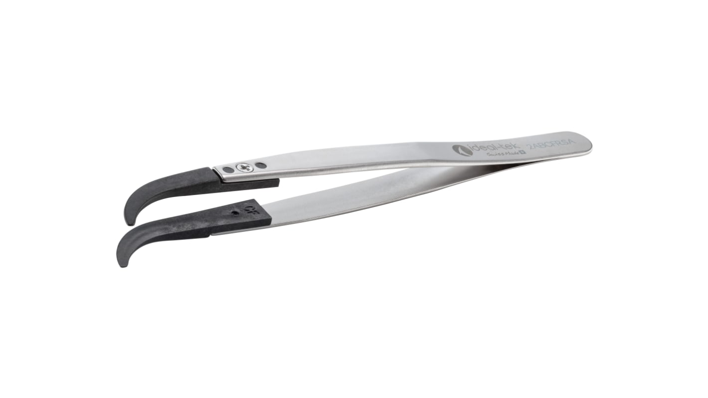 ideal-tek 130 mm, PA66/CF30 (Tip), Stainless Steel (Body), Flat; Rounded, ESD Tweezers