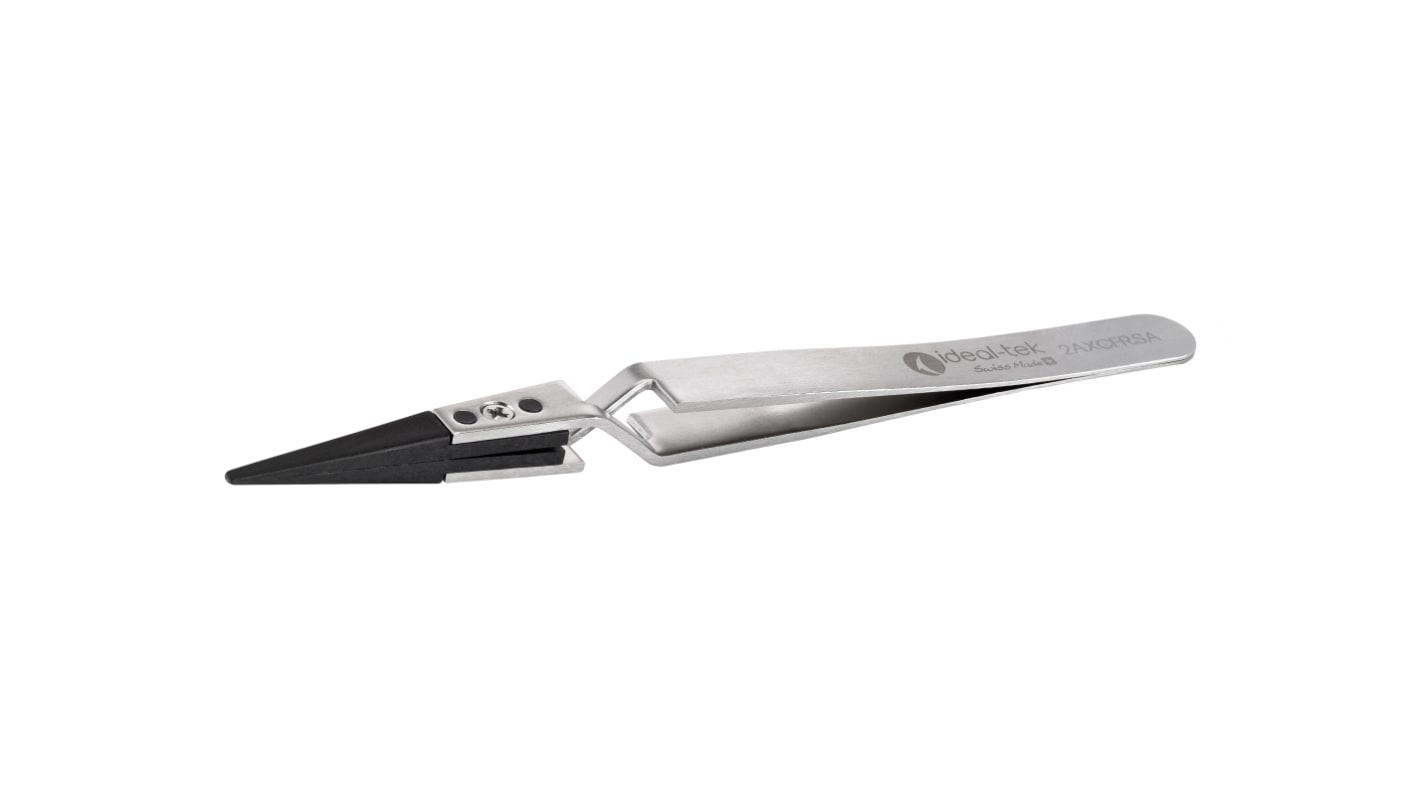 ideal-tek 130 mm, PA66/CF30 (Tip), Stainless Steel (Body), Flat; Rounded, ESD Tweezers