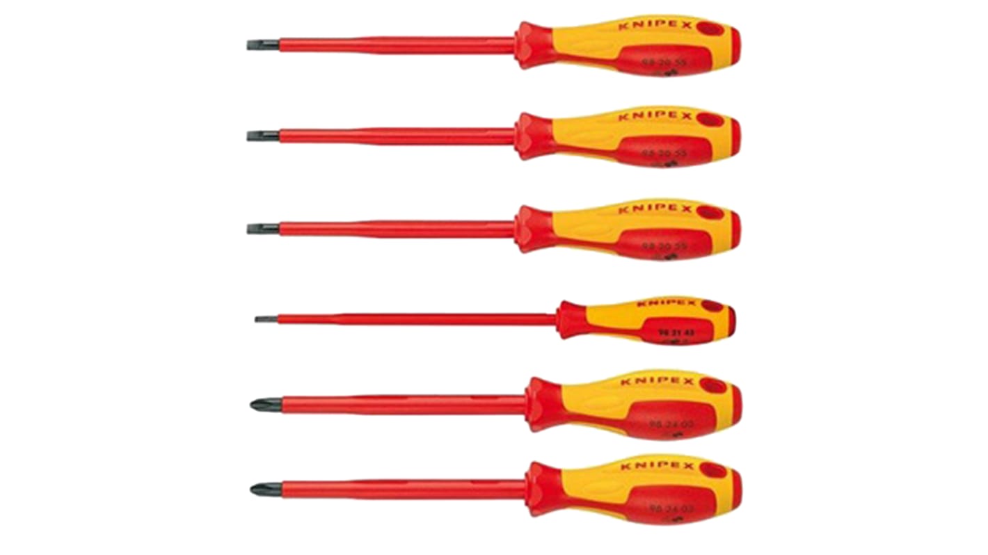 Knipex Isolierter Schraubendrehersatz, 6-teilig Schlitz, PHILLIPS®