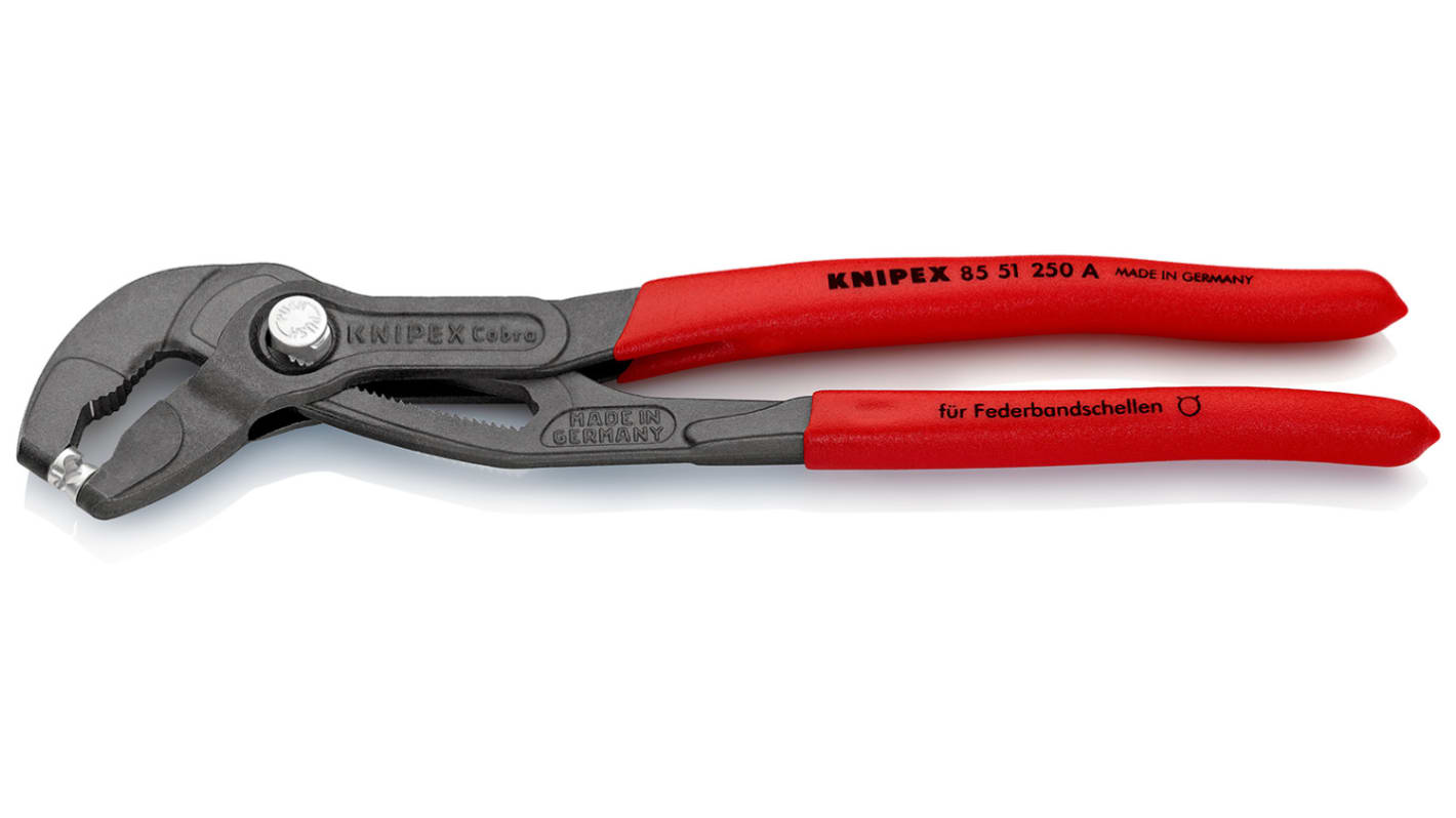 Knipex Tömlőbilincs fogó 250 mm, Króm vanádium elektromos acél, befogó hossz: 70mm Nem