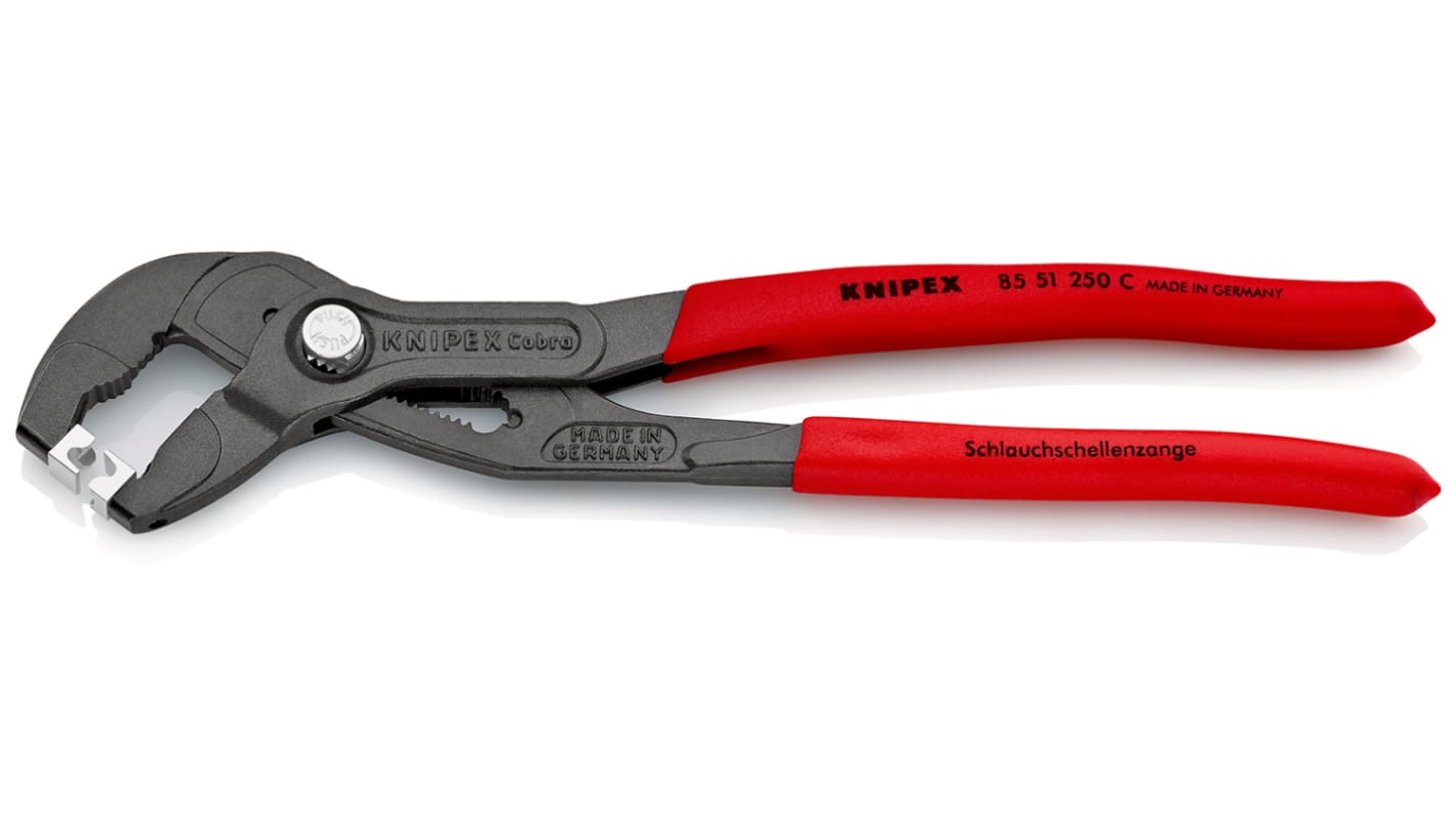 Knipex Hose Clamp Pliers, 250 mm Overall, Angled, Straight Tip