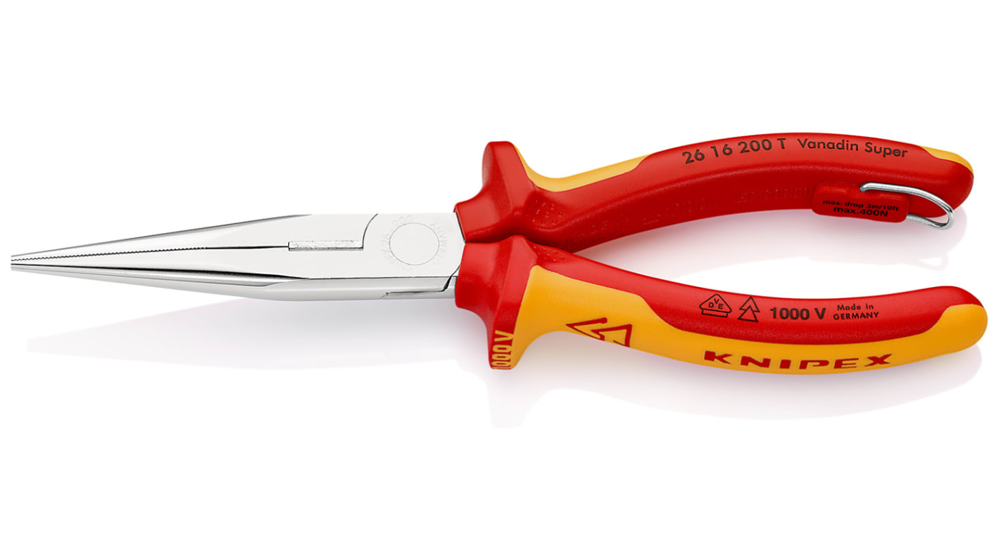 Knipex Spitzzange / Backen 73mm, gebogen Schneidkraft → Harter Draht: 2,2 mm, mittelharter Draht: 3,2 mm 200 mm VDE,