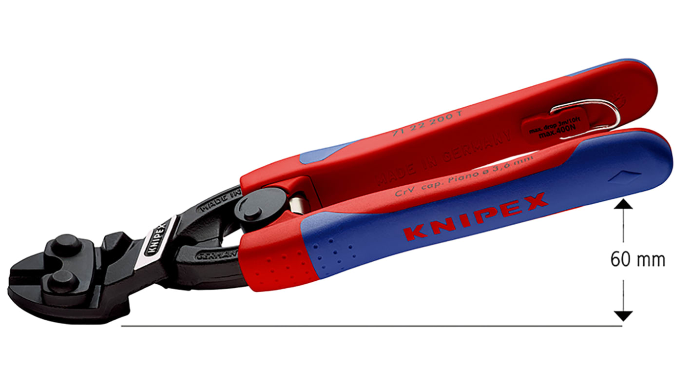 Knipex 71 22 200 T 200 mm High Performance Chrome Vanadium Steel Compact bolt cutter