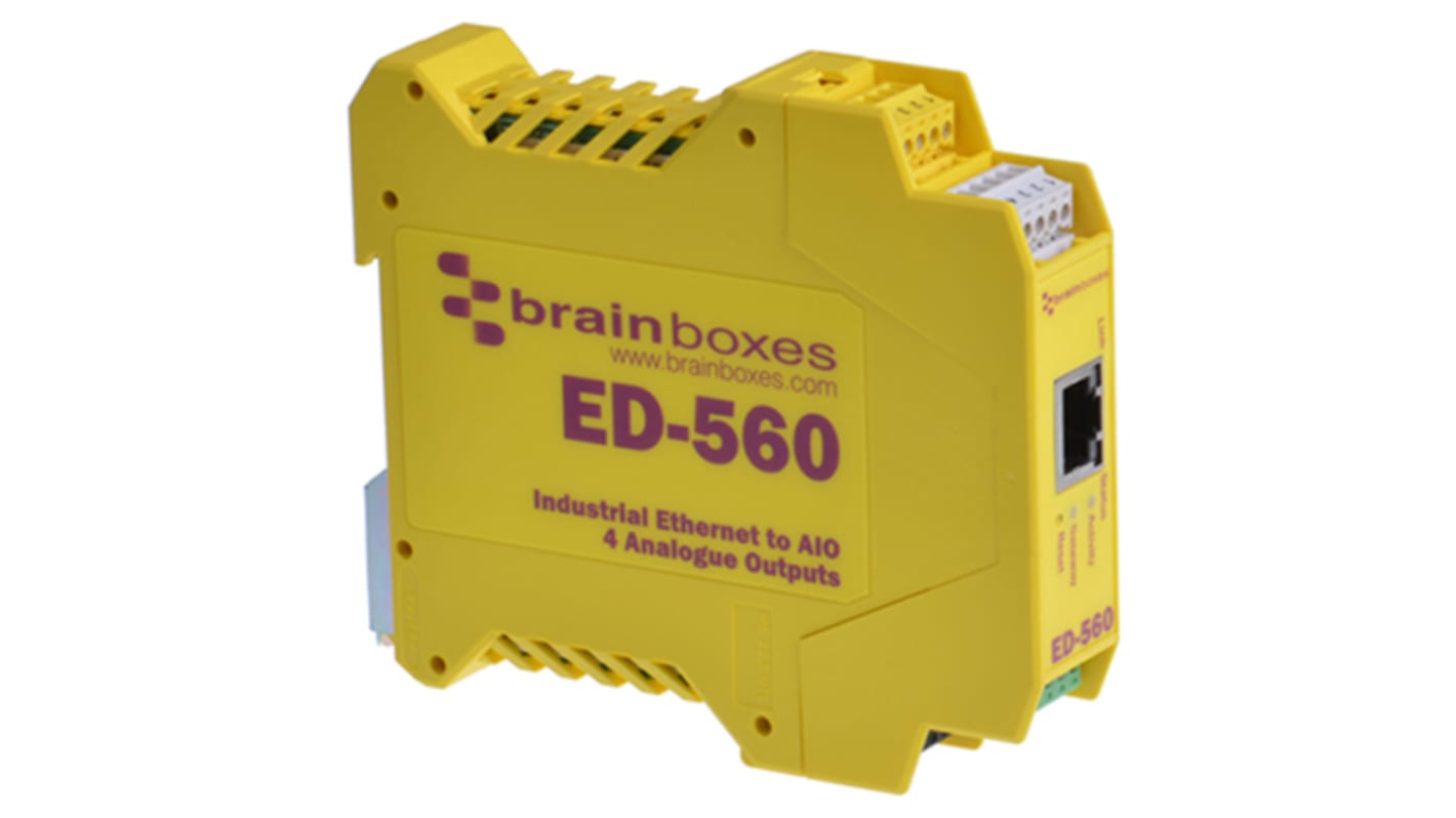 Módulo E/S para PLC Brainboxes, para usar con ASCII, Ethernet, Modbus, 4 salidas tipo Analógico