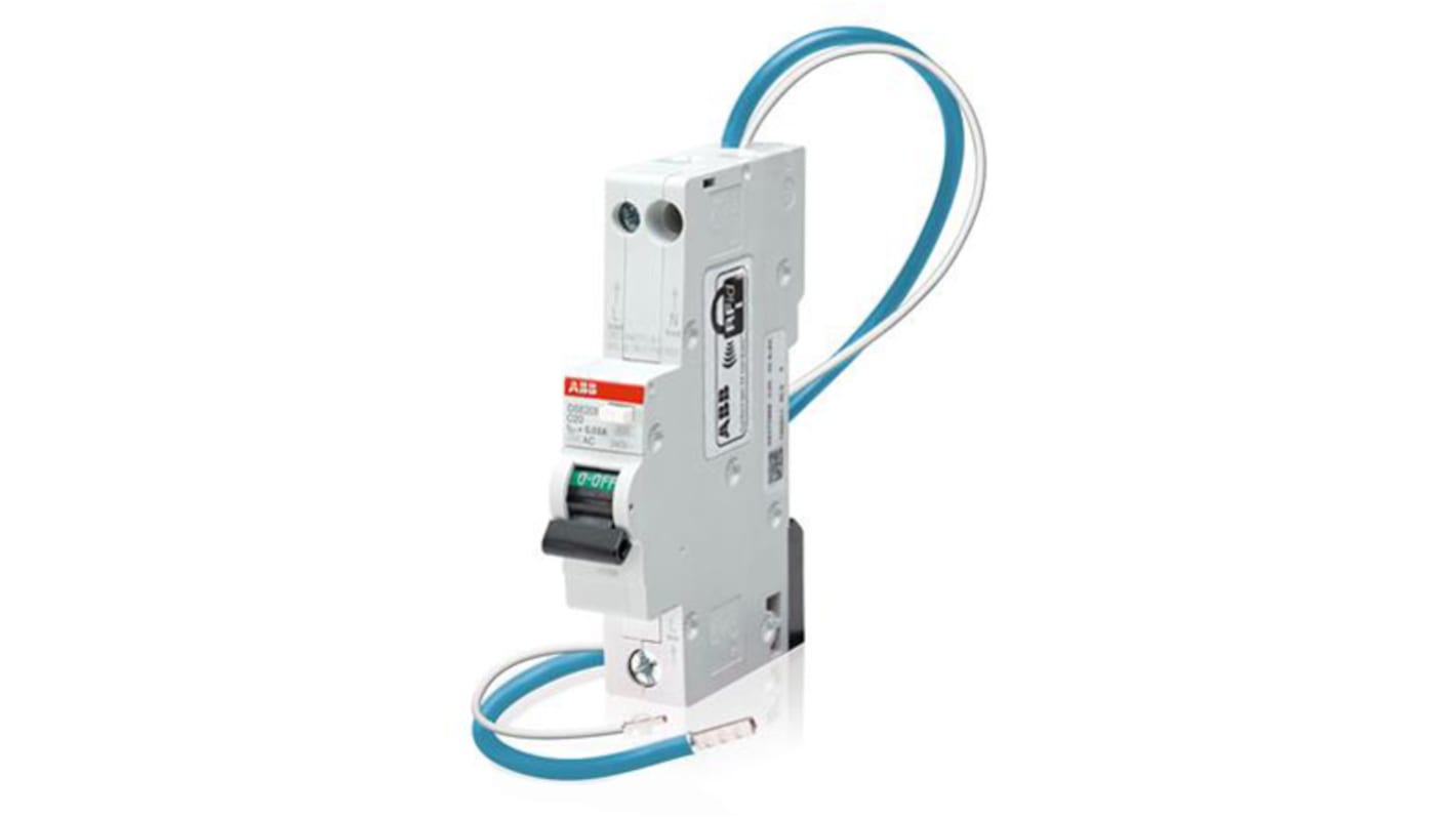 ABB RCBO, 6A Current Rating, 1P+N Poles, 30mA Trip Sensitivity, Type C, System Pro M Compact Range