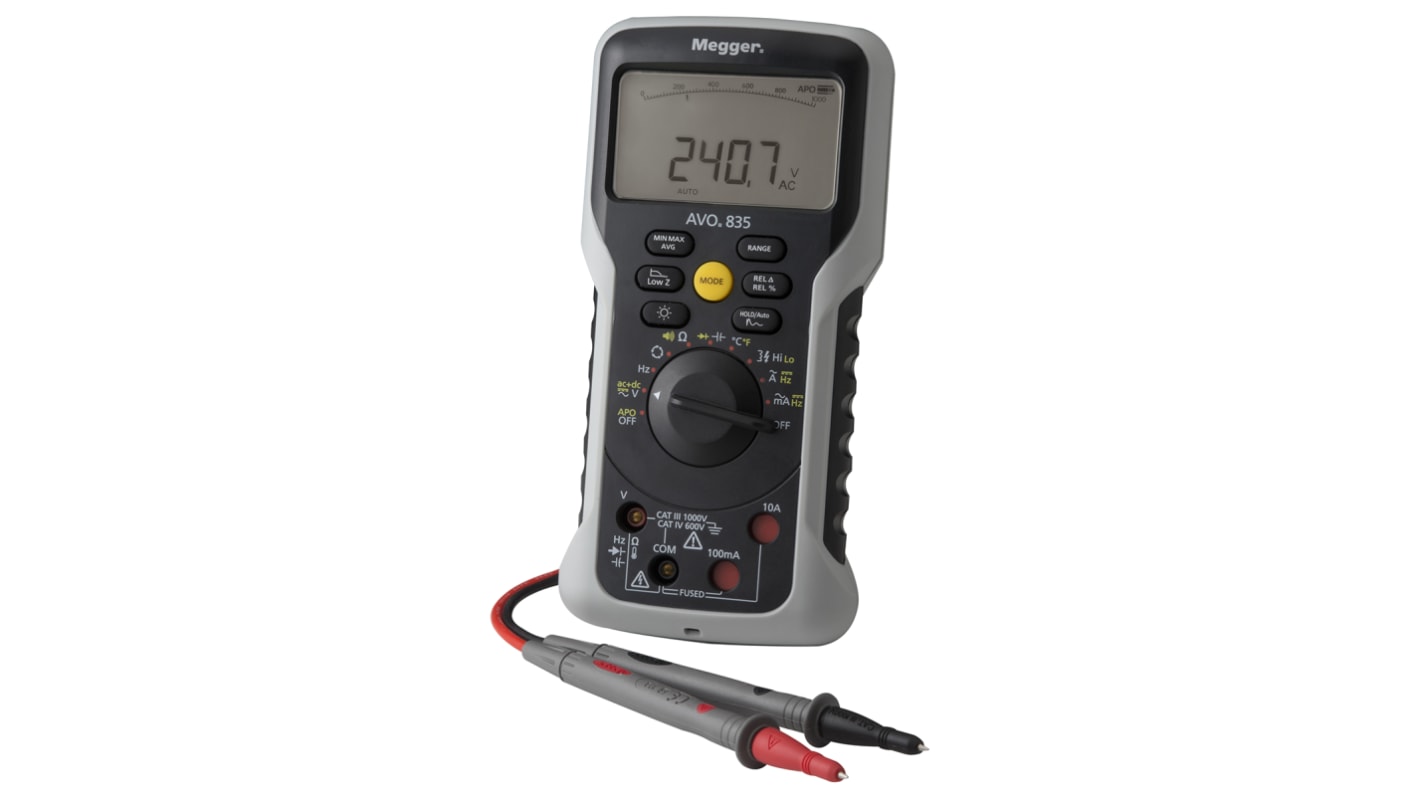 Megger AVO835 Multimeter, 10A ac, 1000V ac