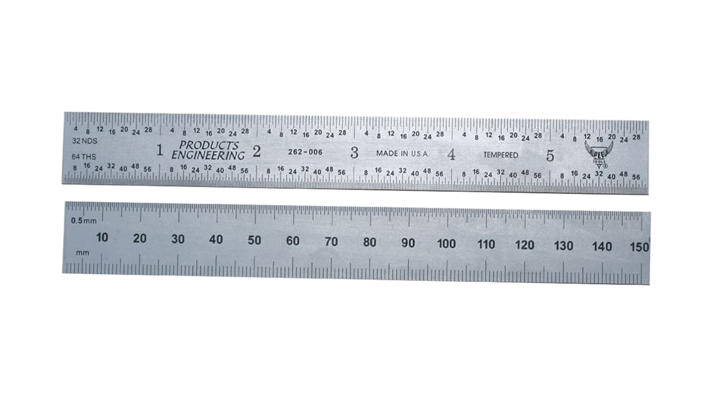 RS PRO Stahl Maßstab, metrisch/zöllig 150mm x 19mm