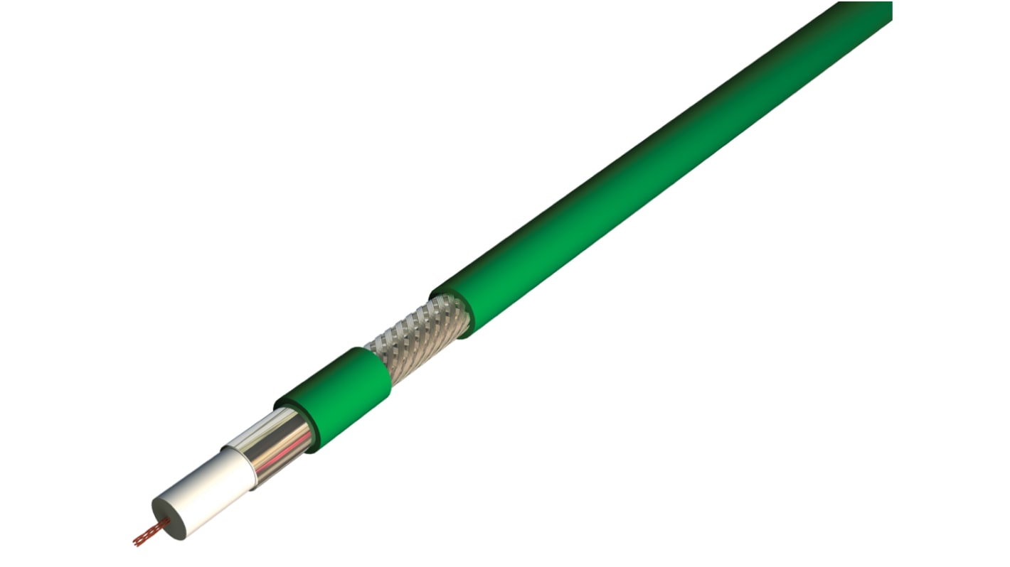 Cable coaxial XK100 RS PRO, 75 Ω, long. 100m, funda de , funda de PVC Verde