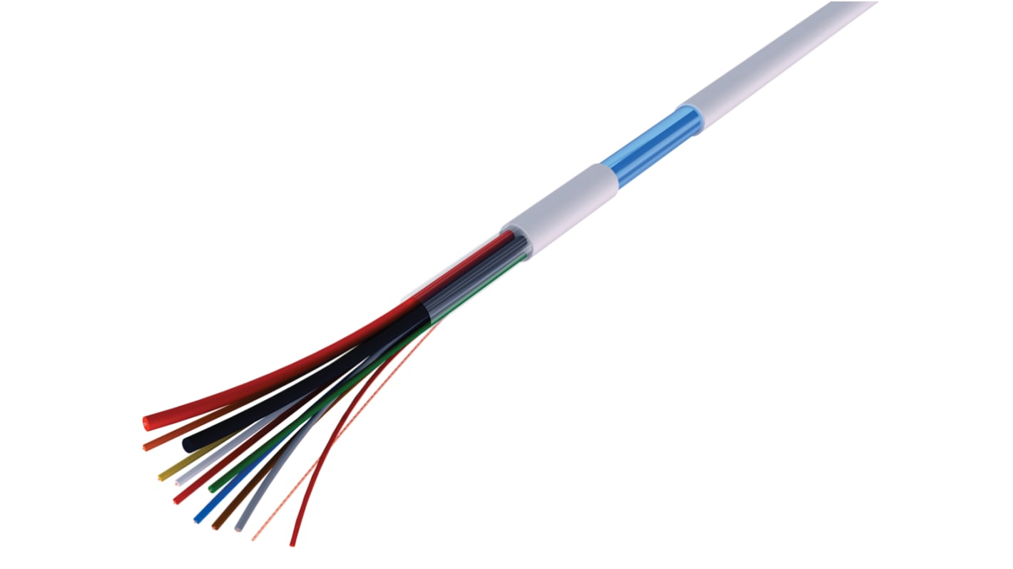 RS PRO Control Cable, 8 Cores, 2 x 0.75 mm², 6 x 0.22 mm², Tranxalarm, Screened, 100m, White PVC Sheath