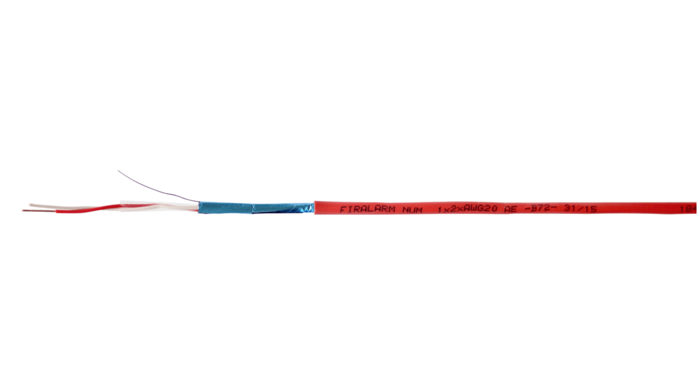 RS PRO Telefonkabel Schwer entflammbar 1/0.81 mm 2-adrig PVC 100m Aluminium/PET-Band