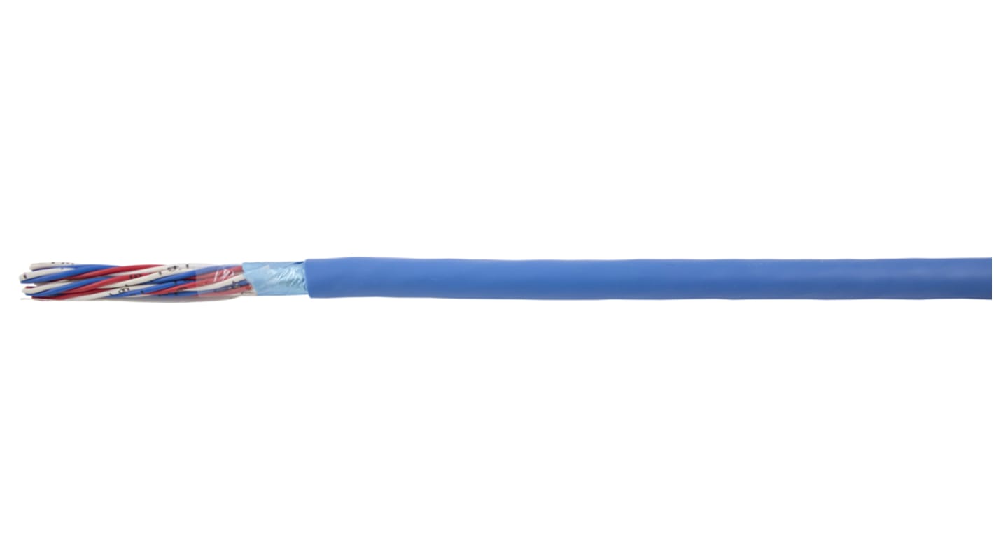 RS PRO Datenkabel, 1-paarig 0,88 mm² Ø 6.6mm Aluminiumband Schirmung PVC isoliert Paarverdrillt Blau