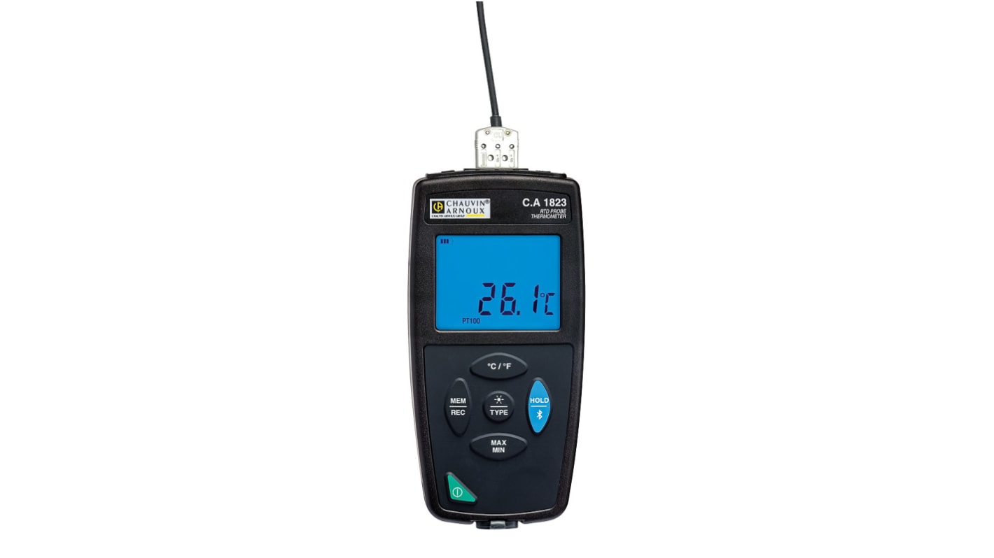 Chauvin Arnoux Digital Thermometer, CA 1823, , bis +400 (PT100) °C, +400 (PT1000) °C, +752 (PT100) °F, +752 (PT1000)