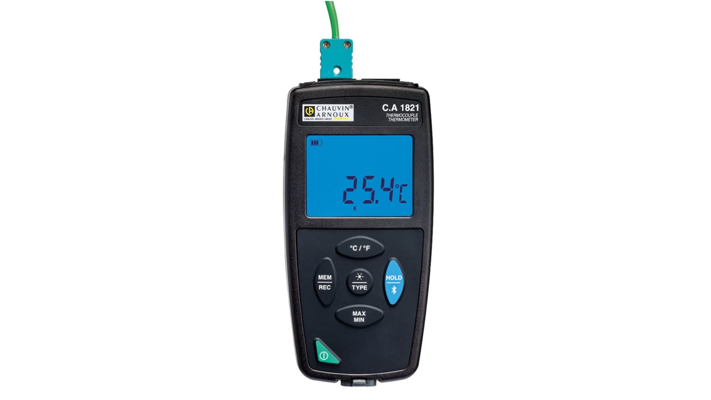 Chauvin Arnoux Digital Thermometer, P01654821, Handheld, bis +1200 (J) °C, +1300 (N) °C, +1372 (K) °C, +1742 (E) °F,