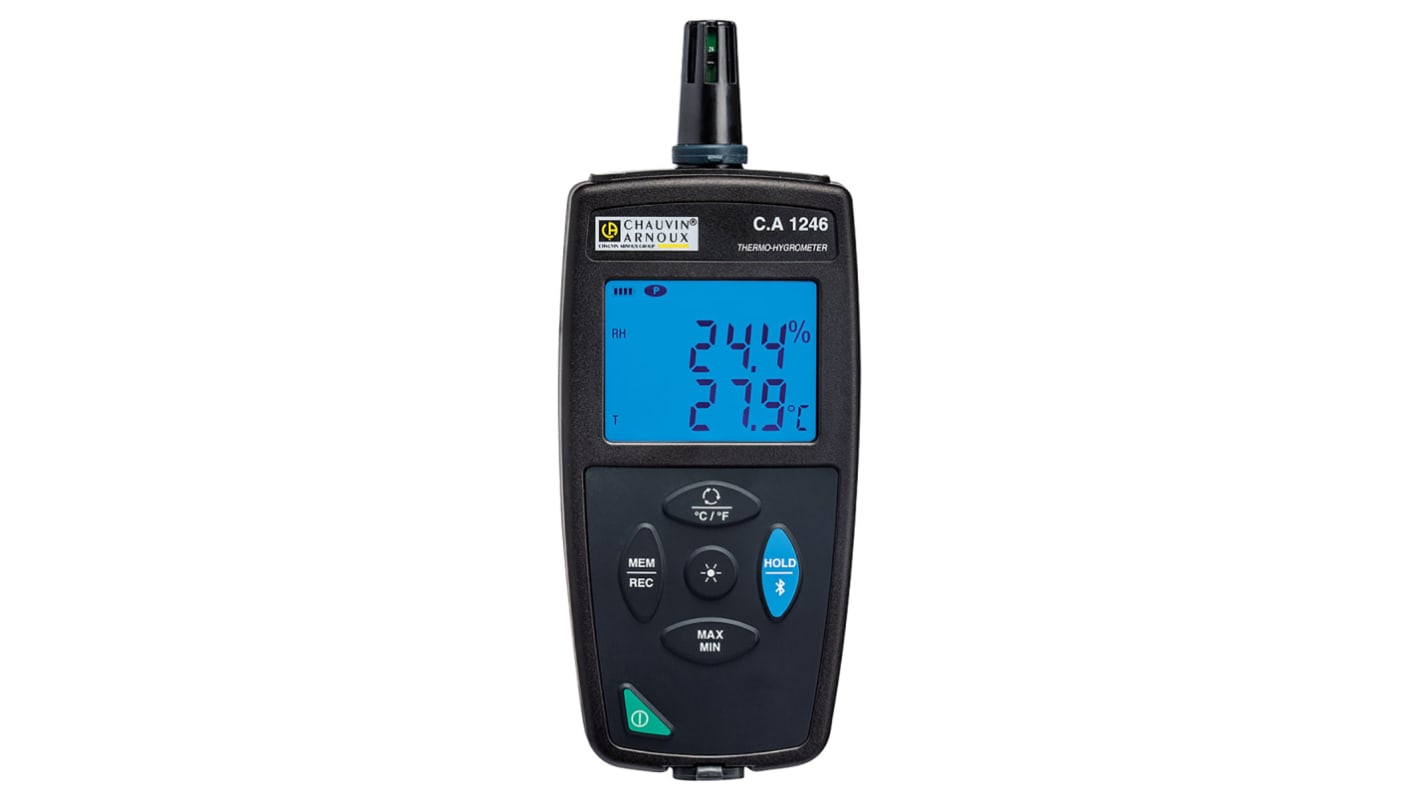 Chauvin Arnoux C.A 1246 Thermohygrometer, absolut +140 °F, +60 °C / 98%RH, 0,5 °C 0.1 °C, 0.1 °F 0.1%, ISO-kalibriert