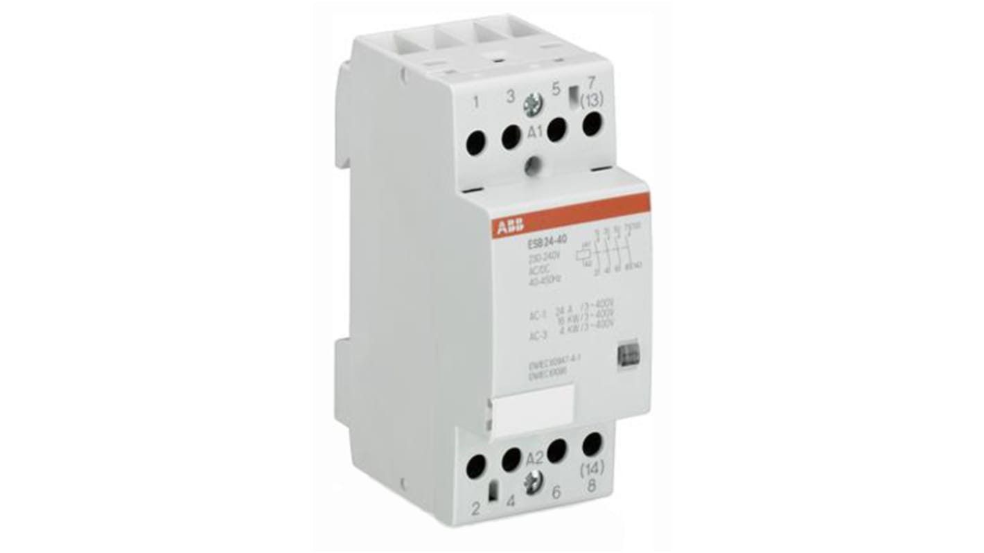 Contattore ABB, serie ESB, 4 poli, 4NC, 24 A, 4 kW, bobina 24 V c.a.