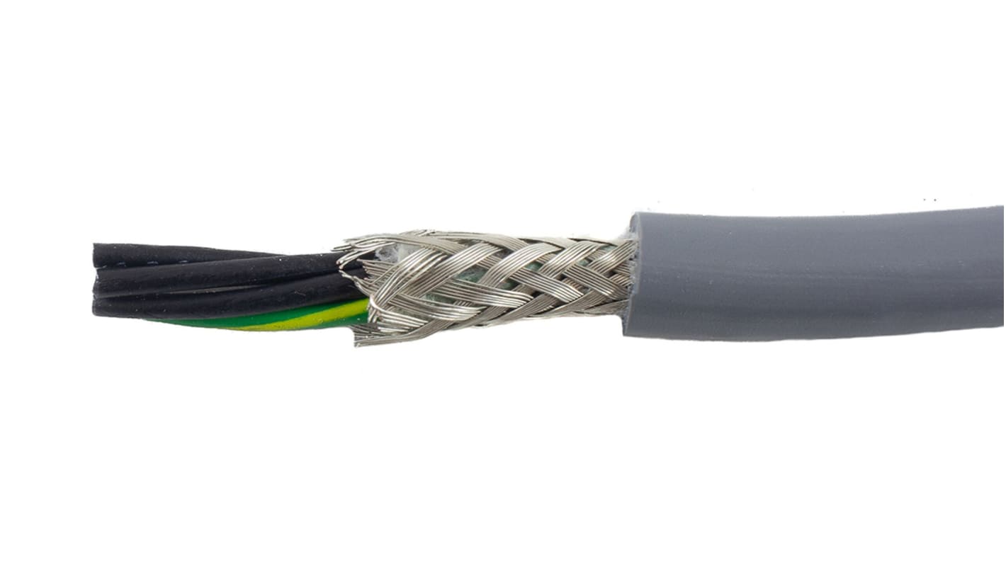 Alpha Wire Ecogen Ecoflex PUR ECO Steuerkabel, 5-adrig x 0,24 mm² Grau, 30m, 24 AWG, Geflecht