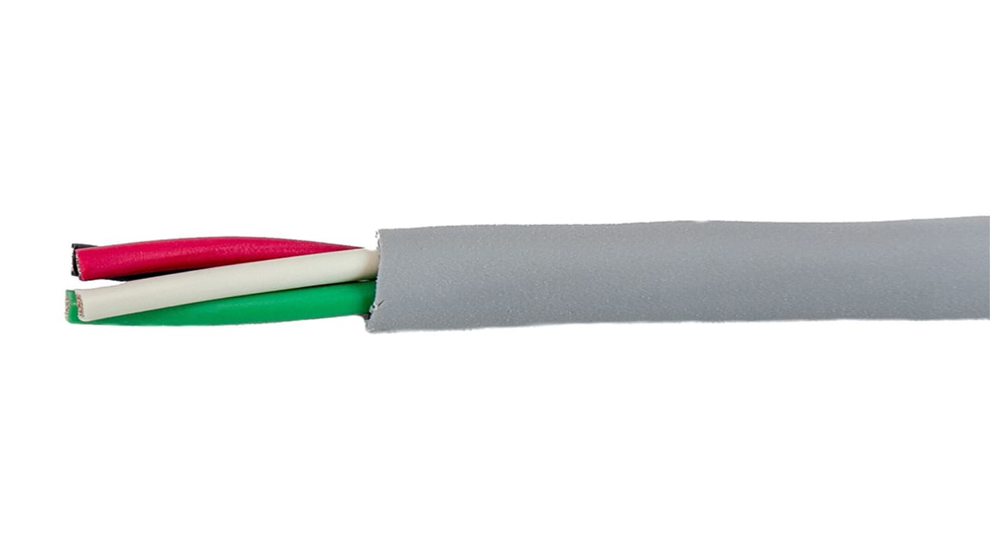 Alpha Wire Ecogen Ecocable Mini Control Cable, 4 Cores, 0.09 mm², ECO, Unscreened, 305m, Grey mPPE Sheath, 28 AWG