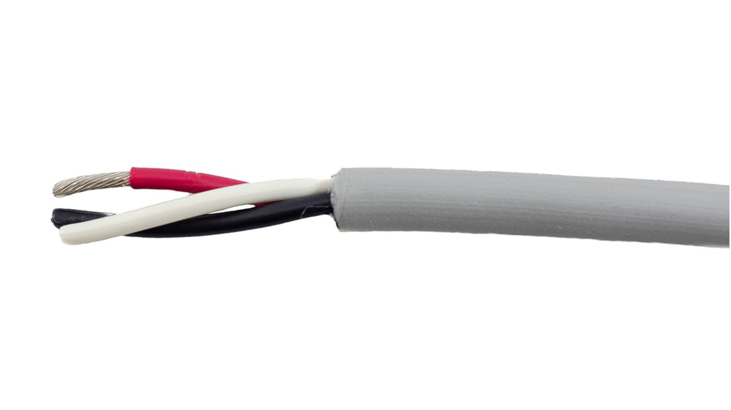 Alpha Wire Ecogen Ecocable Mini Control Cable, 3 Cores, 0.15 mm², ECO, Unscreened, 305m, Grey mPPE Sheath, 26 AWG