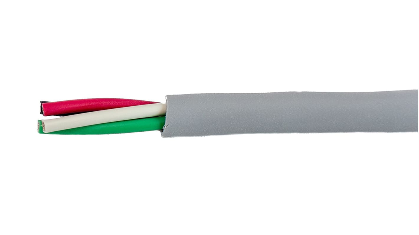 Alpha Wire EcoCable Mini Control Cable, 4 Cores, 0.24 mm², ECO, Unscreened, 305m, Grey mPPE Sheath, 24 AWG