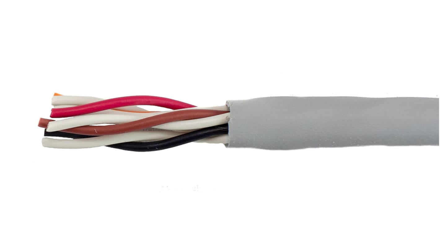 Alpha Wire Twisted Pair Data Cable, 4 Pairs, 0.09 mm², 8 Cores, 28 AWG, Unscreened, 30m, Grey Sheath