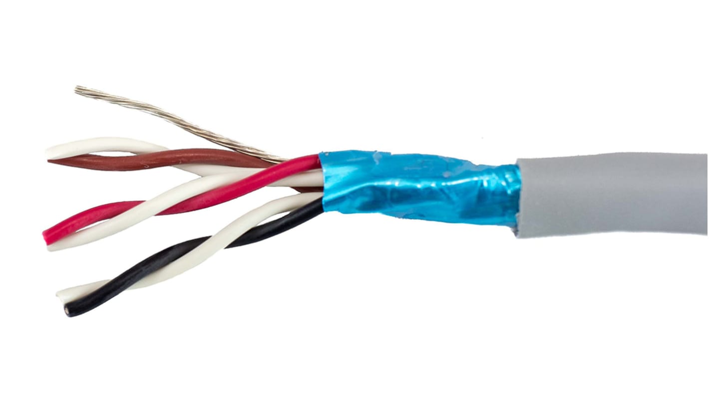 Alpha Wire Twisted Pair Data Cable, 3 Pairs, 0.24 mm², 6 Cores, 24 AWG, Screened, 30m, Grey Sheath