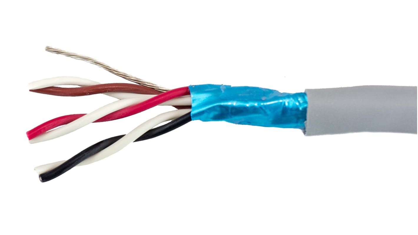 Alpha Wire Twisted Pair Data Cable, 3 Pairs, 0.61 mm², 6 Cores, 20 AWG, Screened, 305m, Grey Sheath