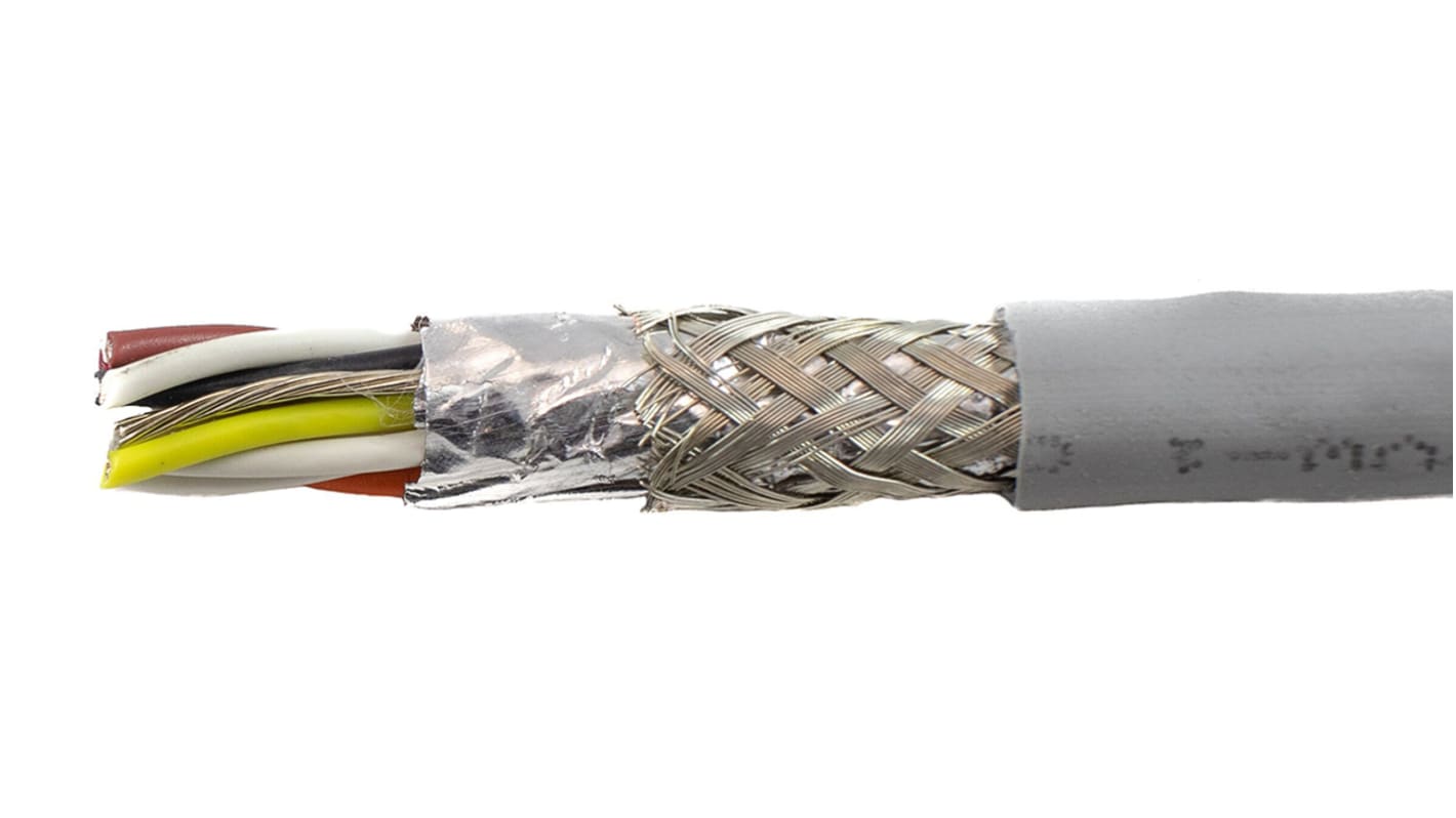Alpha Wire Twisted Pair Data Cable, 5 Pairs, 0.24 mm², 10 Cores, 24 AWG, Screened, 30m, Grey Sheath