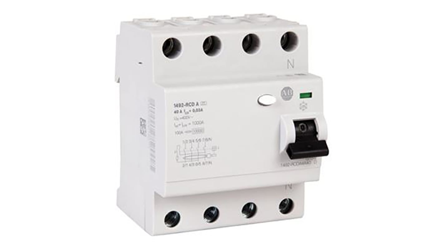 Interruptor diferencial Allen Bradley, 80A Tipo A, 3P+N Polos, 300mA IEC/EN 61008, UL 1053