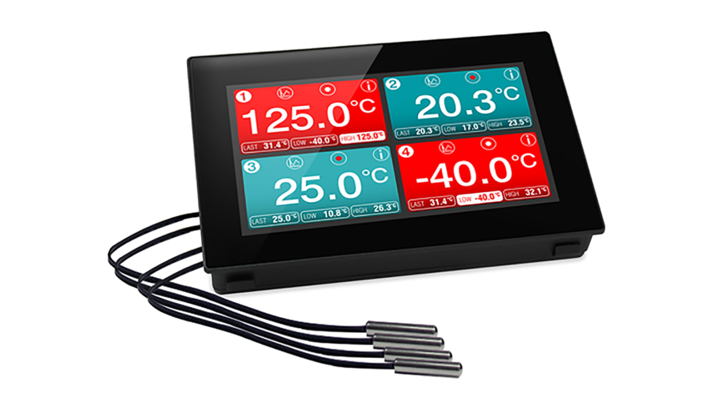 Registrador de datos Lascar EL-SGD 43-ATP, calibrado RS, para Temperatura, con alarma táctil capacitivo, interfaz USB