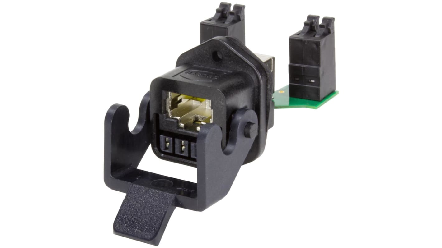 Conector RJ45 Cat6 Hembra HARTING serie RJ45 Hybrid, de 12 vías, apantallado