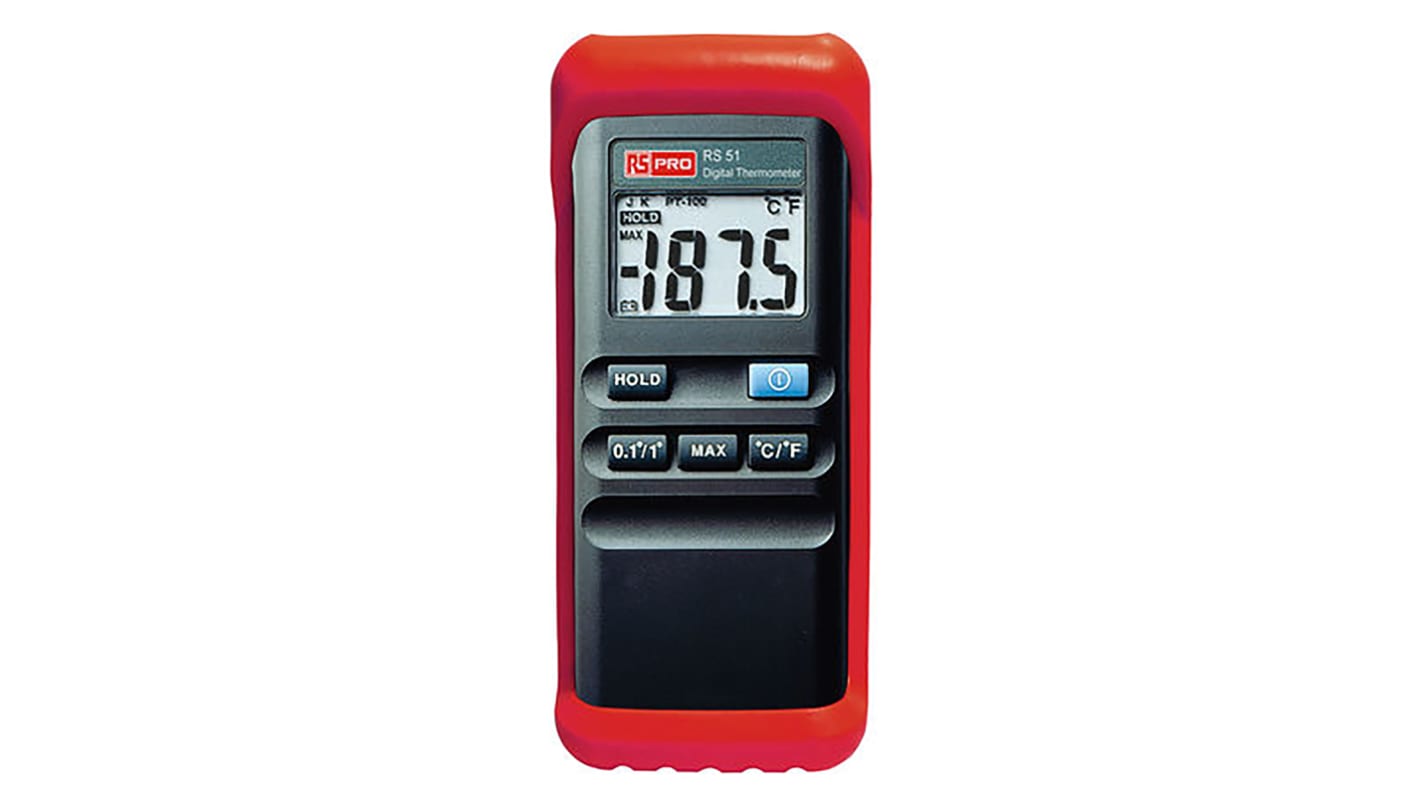 RS PRO Wired Digital Thermometer, K Probe, 1 Input(s), +1300 °C, +1999 ...