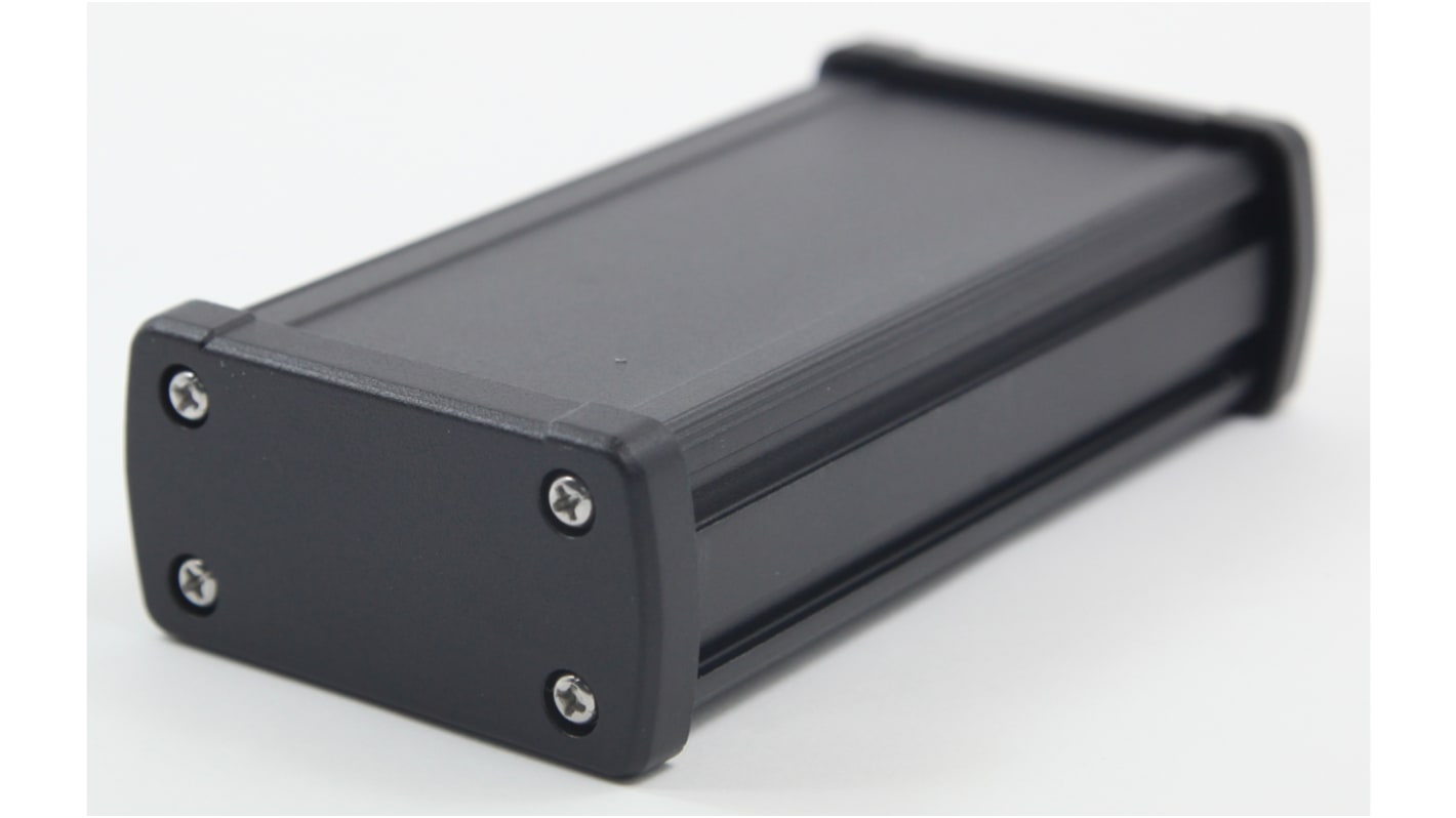 RS PRO Black Aluminium Enclosure, IP66, Black Lid, 68.7 x 35.2 x 129mm