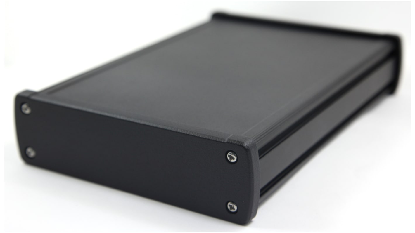 RS PRO Black Aluminium Enclosure, IP66, Black Lid, 146.6 x 41.6 x 209mm