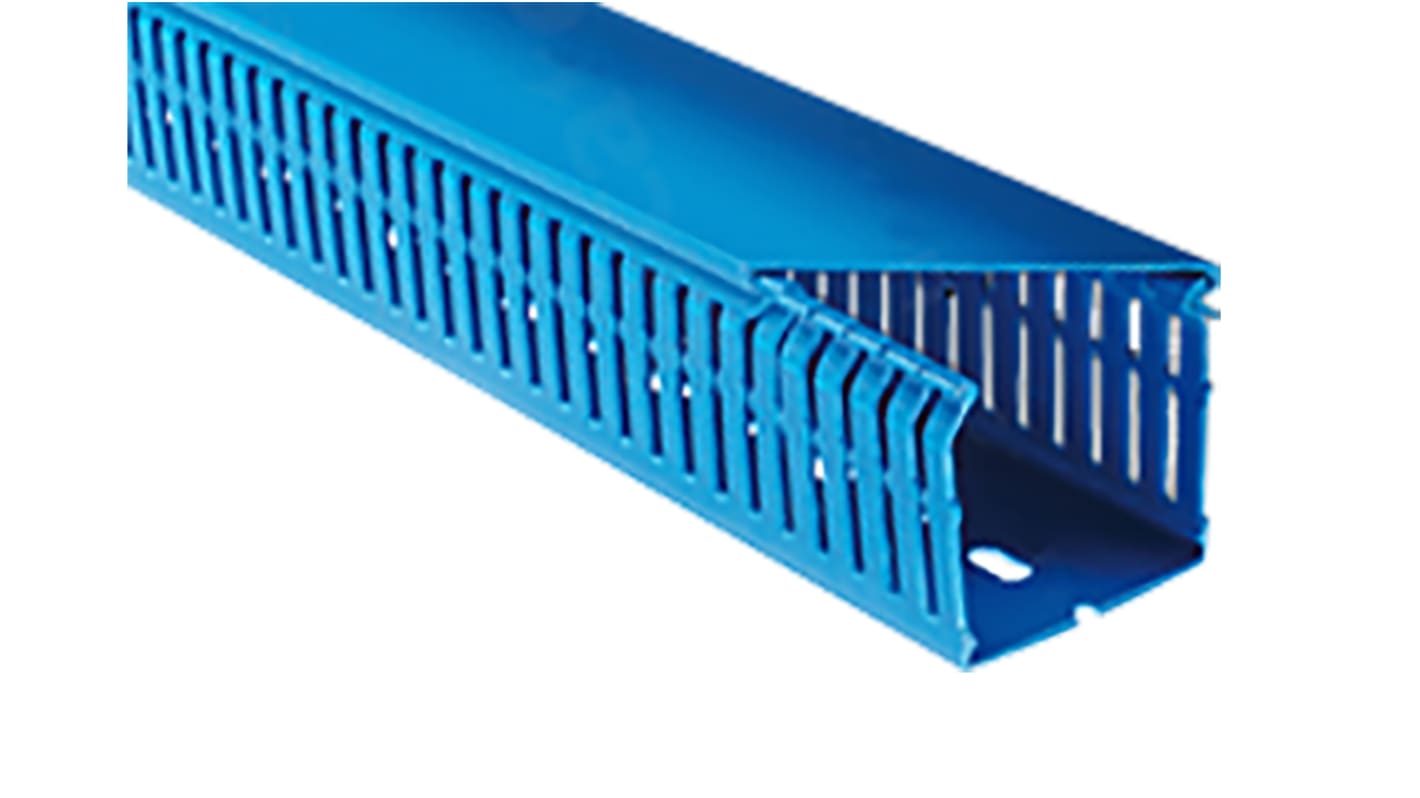 RS PRO Blue Slotted Panel Trunking - Open Slot, W60 mm x D80mm, L2m, PVC